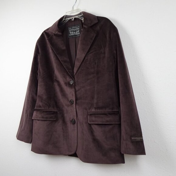Levi's Oversized Blazer Jacket Women's Size XS Brown Velvet - Picture 3 of 10